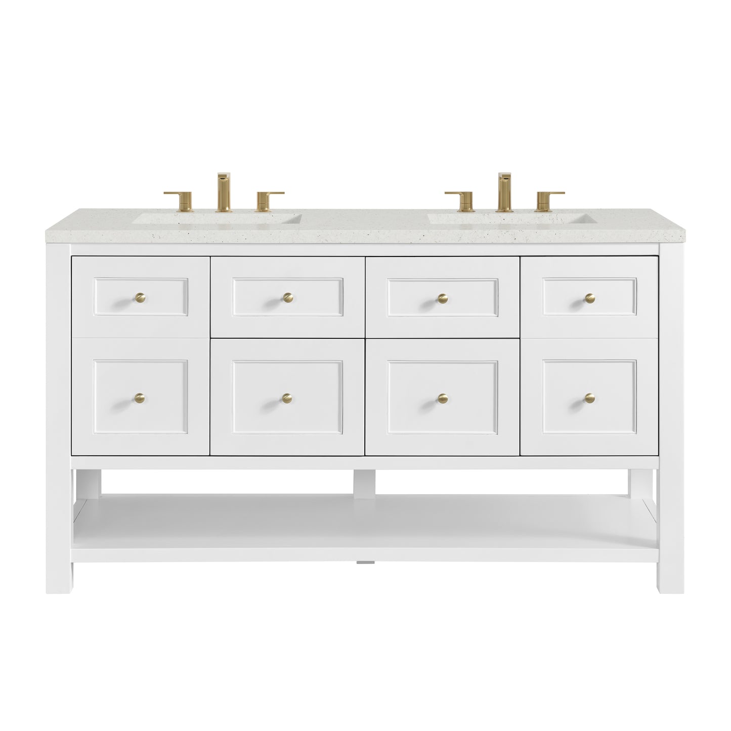 James Martin Vanities Breckenridge 60" Bright White Double Vanity With 3cm Lime Delight Quartz Top