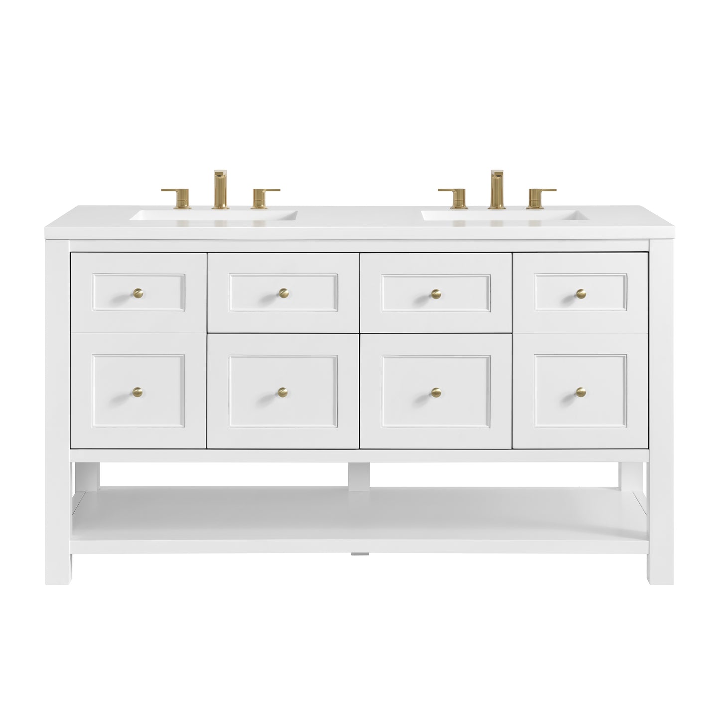 James Martin Vanities Breckenridge 60" Bright White Double Vanity With 3cm White Zeus Quartz Top