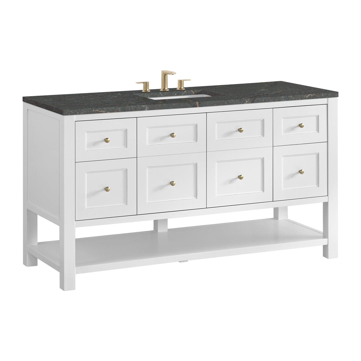 James Martin Vanities Breckenridge 60" Bright White Single Vanity Cabinet With 3cm Parisien Bleu Top