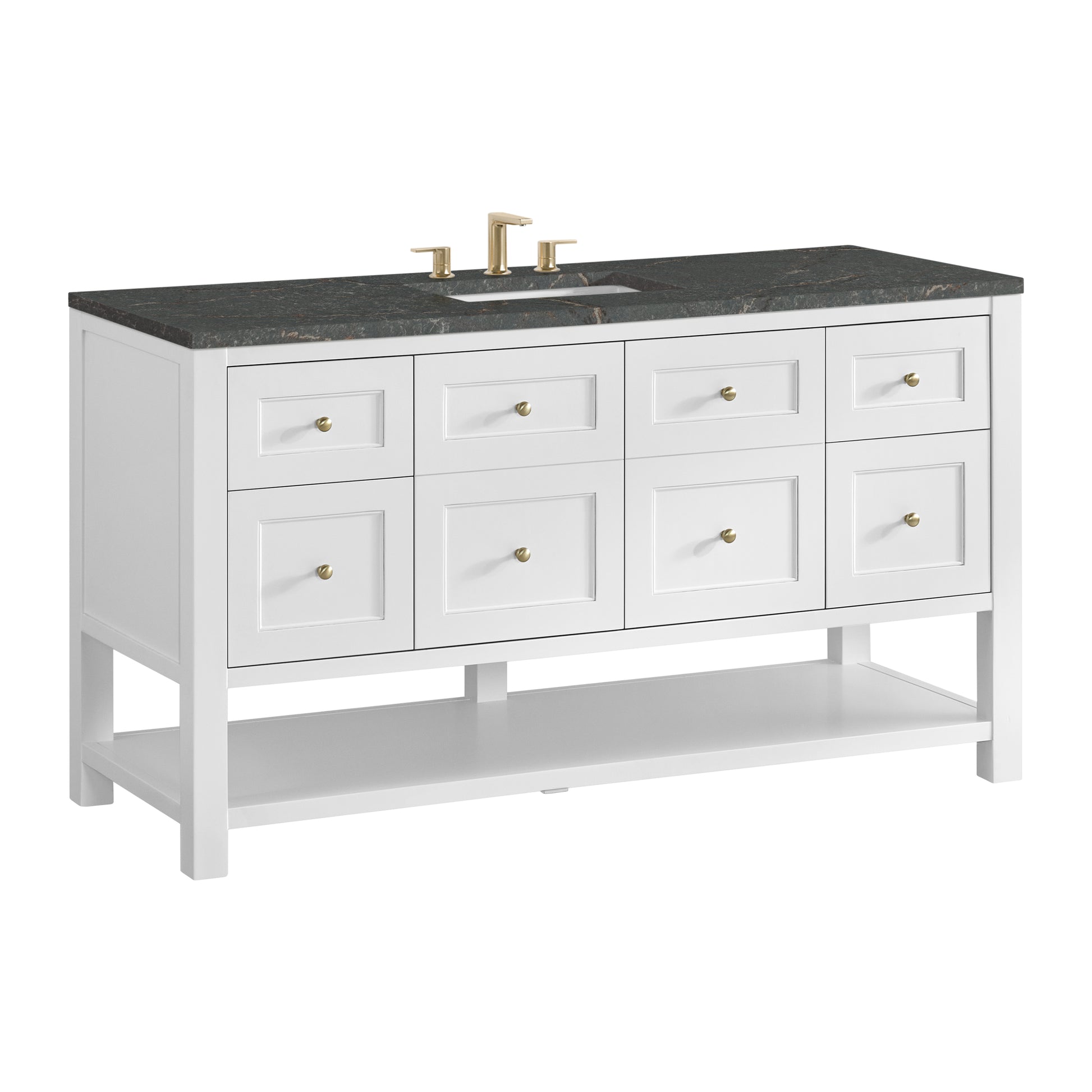 James Martin Vanities Breckenridge 60" Bright White Single Vanity Cabinet With 3cm Parisien Bleu Top