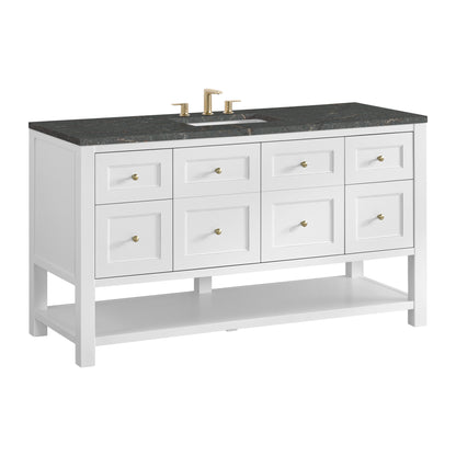 James Martin Vanities Breckenridge 60" Bright White Single Vanity Cabinet With 3cm Parisien Bleu Top
