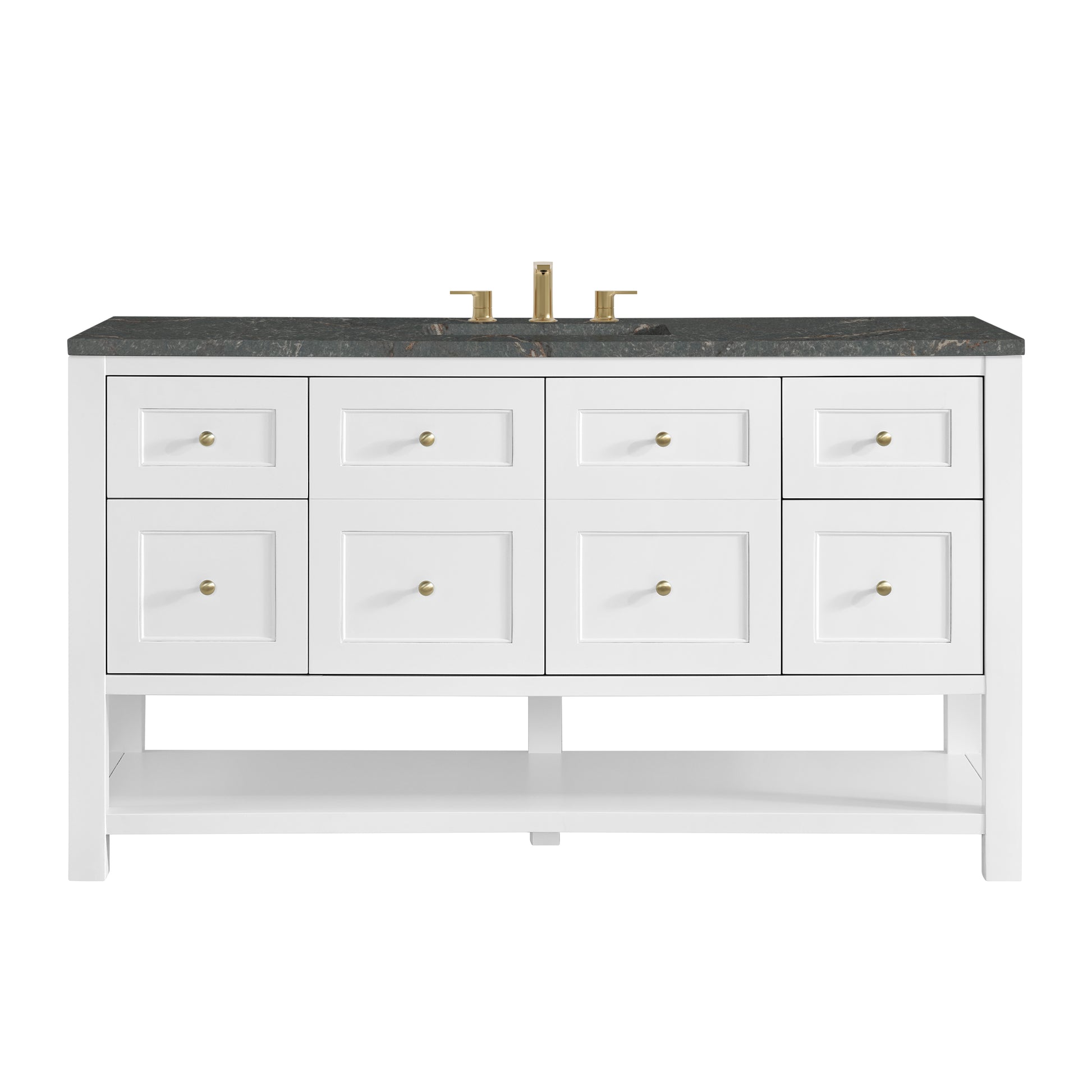 James Martin Vanities Breckenridge 60" Bright White Single Vanity Cabinet With 3cm Parisien Bleu Top