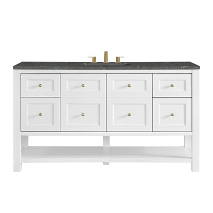 James Martin Vanities Breckenridge 60" Bright White Single Vanity Cabinet With 3cm Parisien Bleu Top