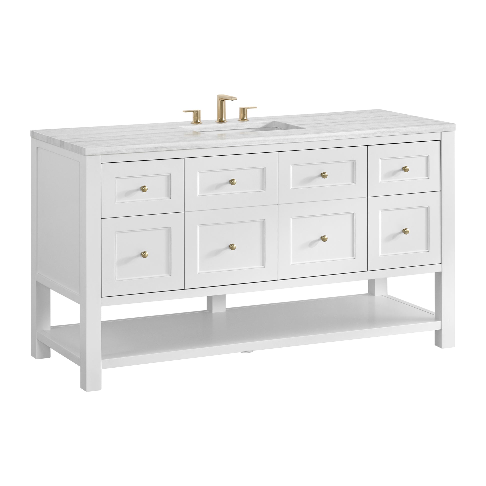 James Martin Vanities Breckenridge 60" Bright White Single Vanity With 3cm Arctic Fall Solid Surface Top