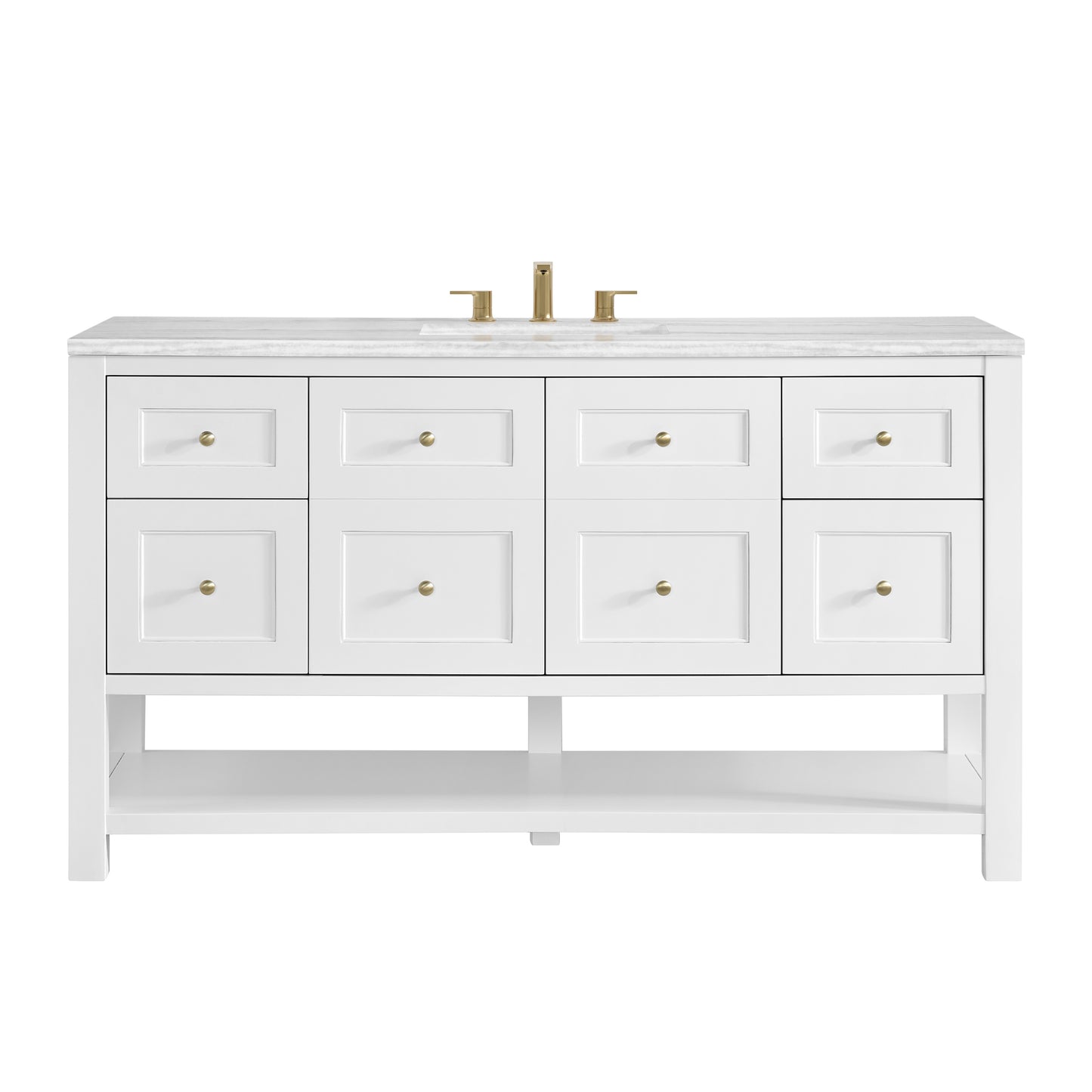 James Martin Vanities Breckenridge 60" Bright White Single Vanity With 3cm Arctic Fall Solid Surface Top