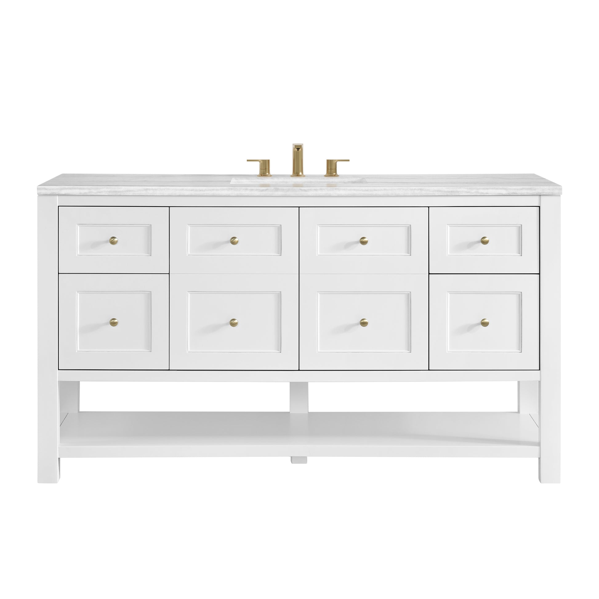 James Martin Vanities Breckenridge 60" Bright White Single Vanity With 3cm Arctic Fall Solid Surface Top