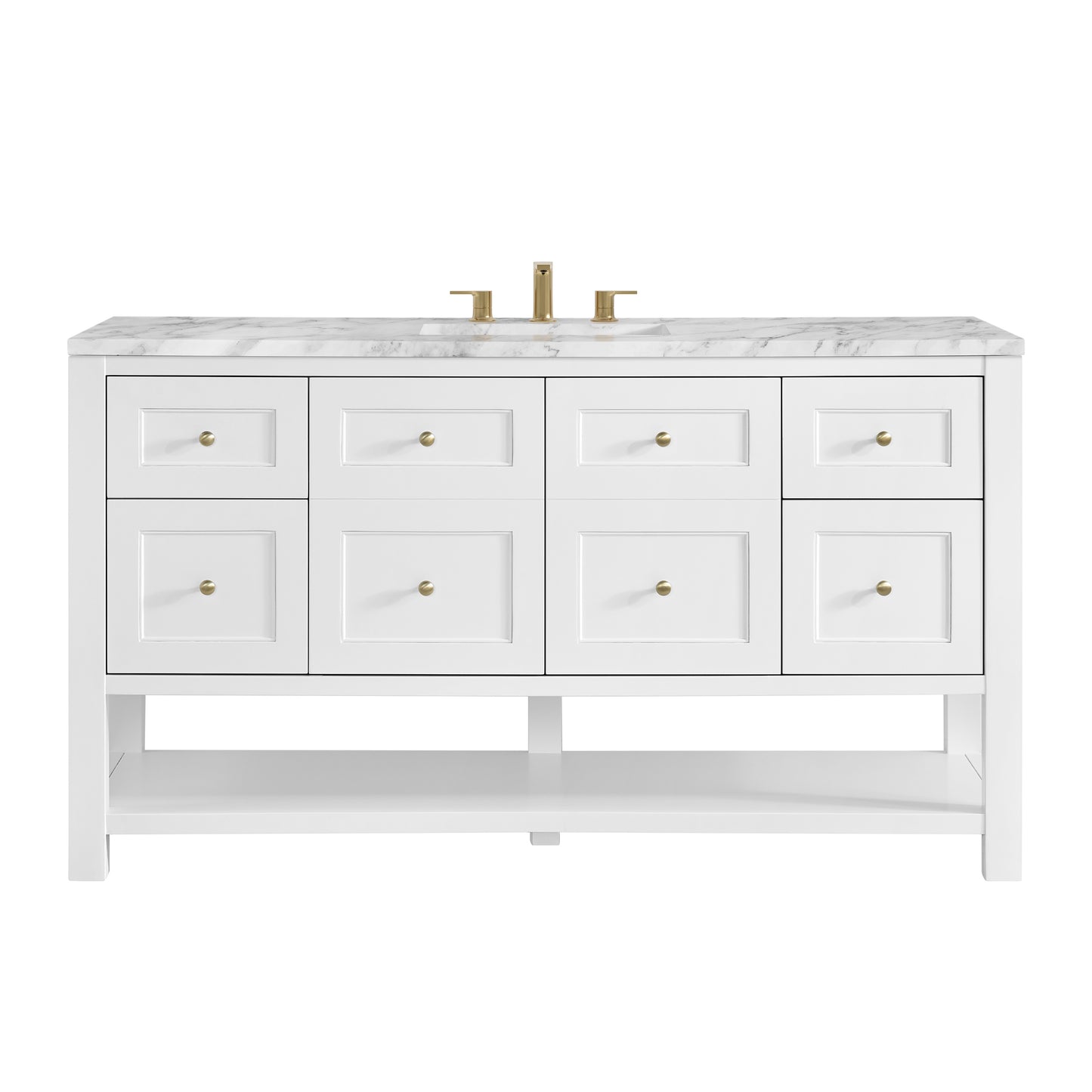 James Martin Vanities Breckenridge 60" Bright White Single Vanity With 3cm Carrara Marble Top