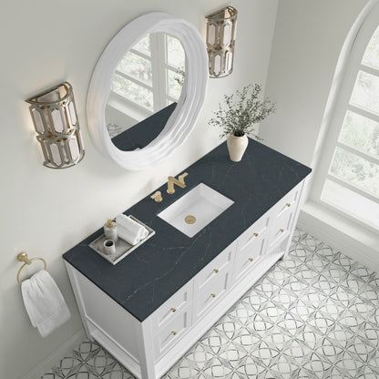 James Martin Vanities Breckenridge 60" Bright White Single Vanity With 3cm Charcoal Soapstone Quartz Top