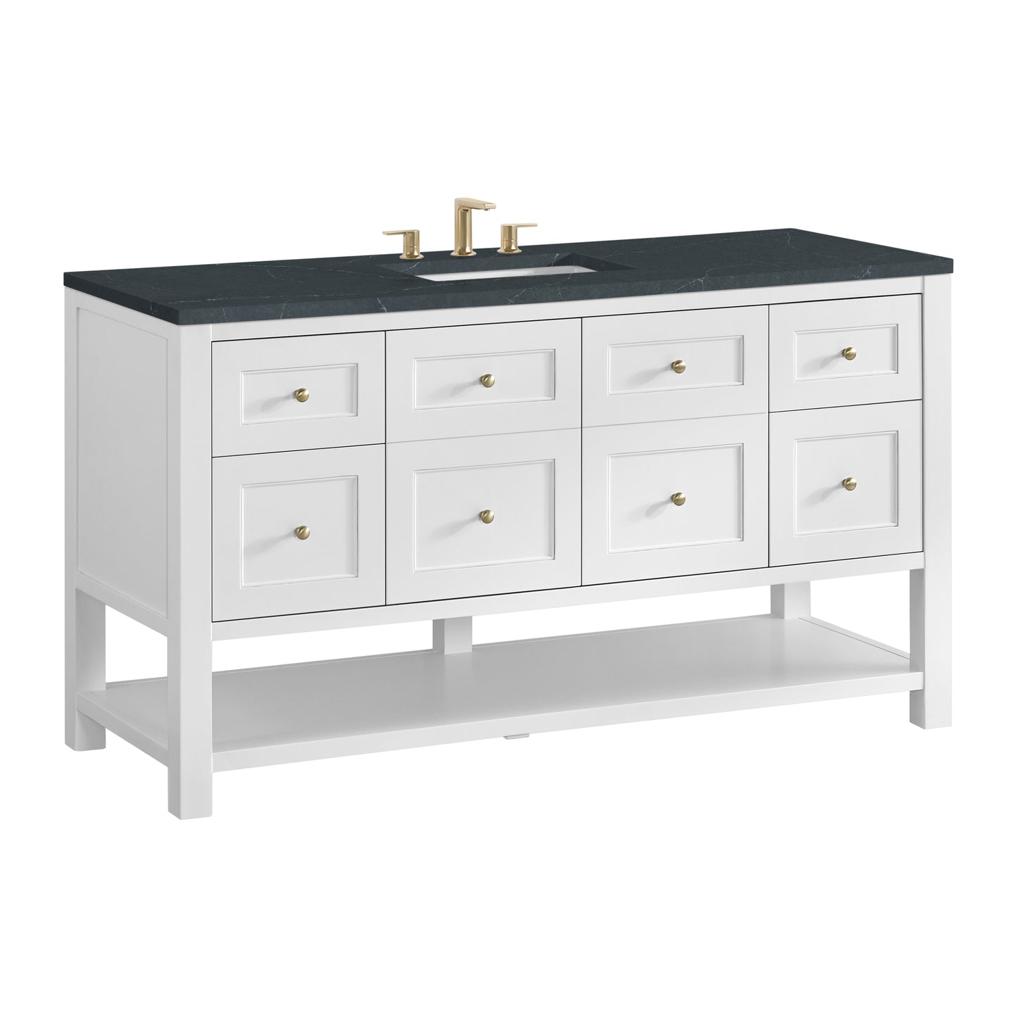 James Martin Vanities Breckenridge 60" Bright White Single Vanity With 3cm Charcoal Soapstone Quartz Top
