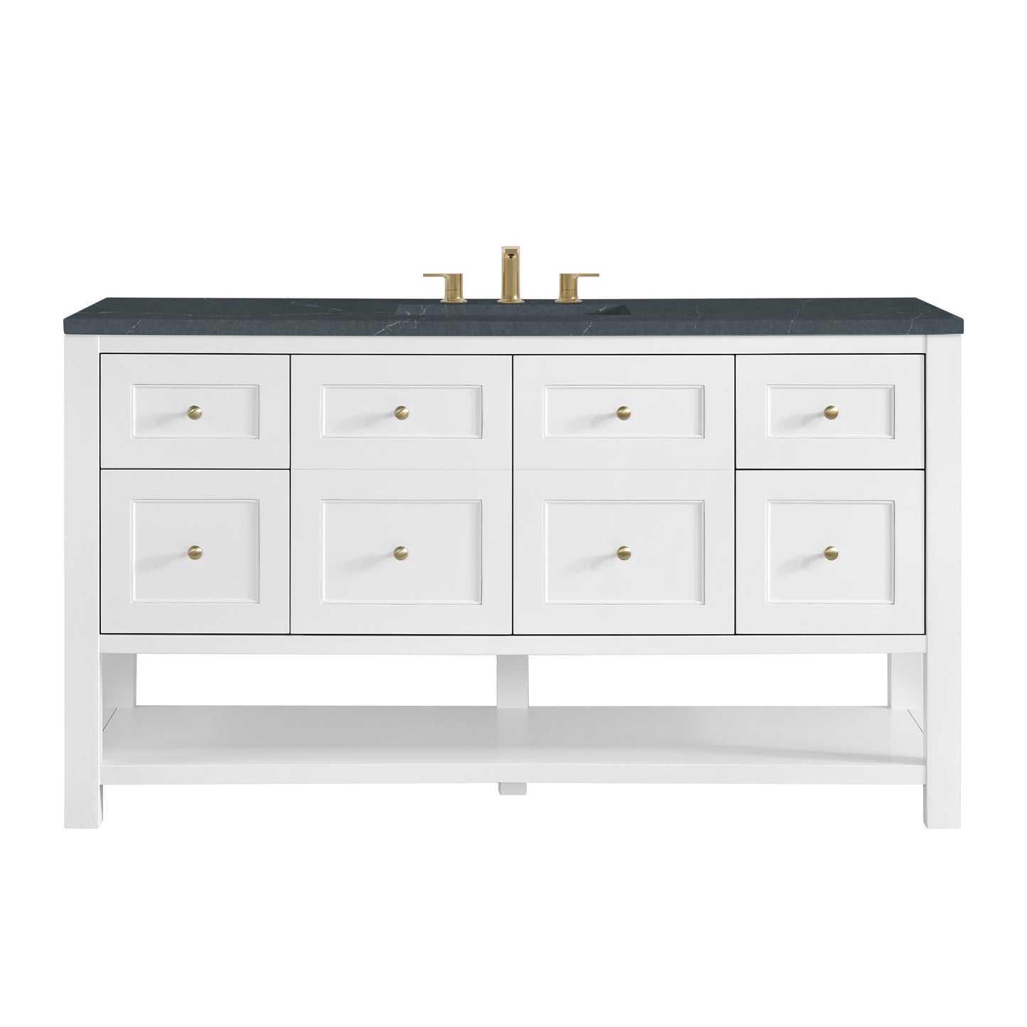 James Martin Vanities Breckenridge 60" Bright White Single Vanity With 3cm Charcoal Soapstone Quartz Top