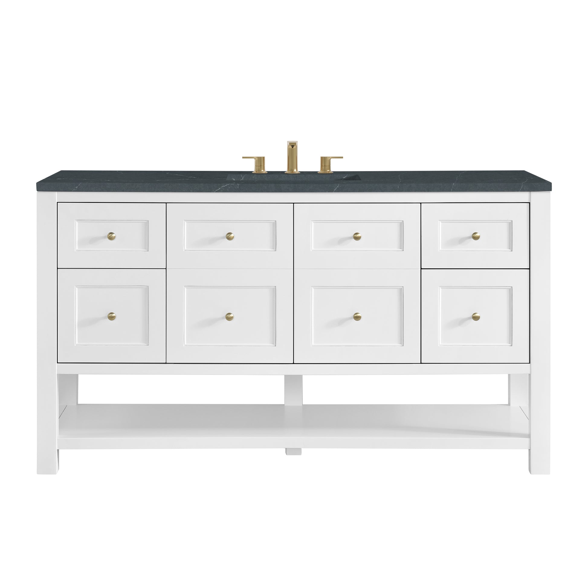 James Martin Vanities Breckenridge 60" Bright White Single Vanity With 3cm Charcoal Soapstone Quartz Top