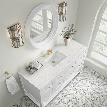 James Martin Vanities Breckenridge 60" Bright White Single Vanity With 3cm Eternal Jasmine Pearl Quartz Top