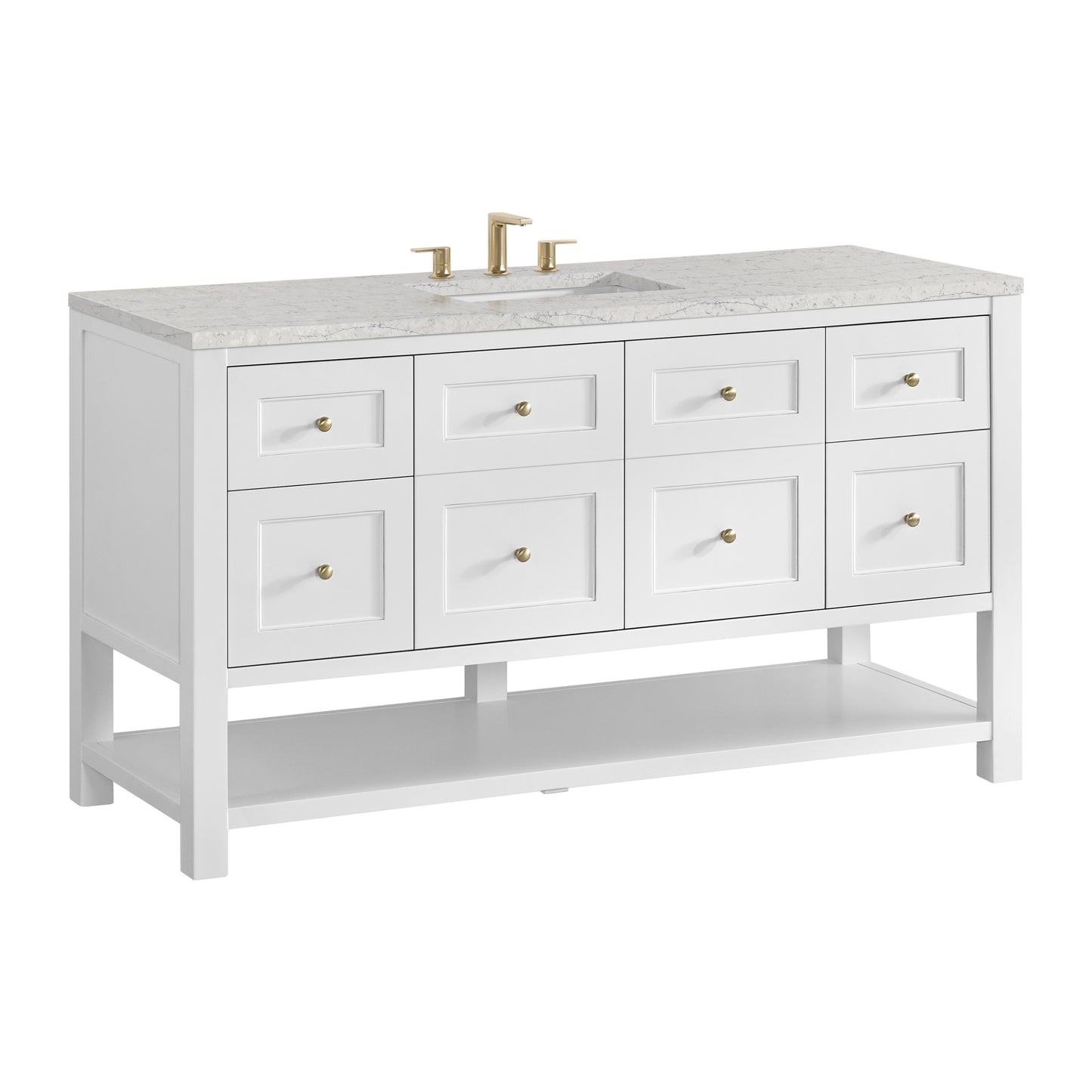 James Martin Vanities Breckenridge 60" Bright White Single Vanity With 3cm Eternal Jasmine Pearl Quartz Top