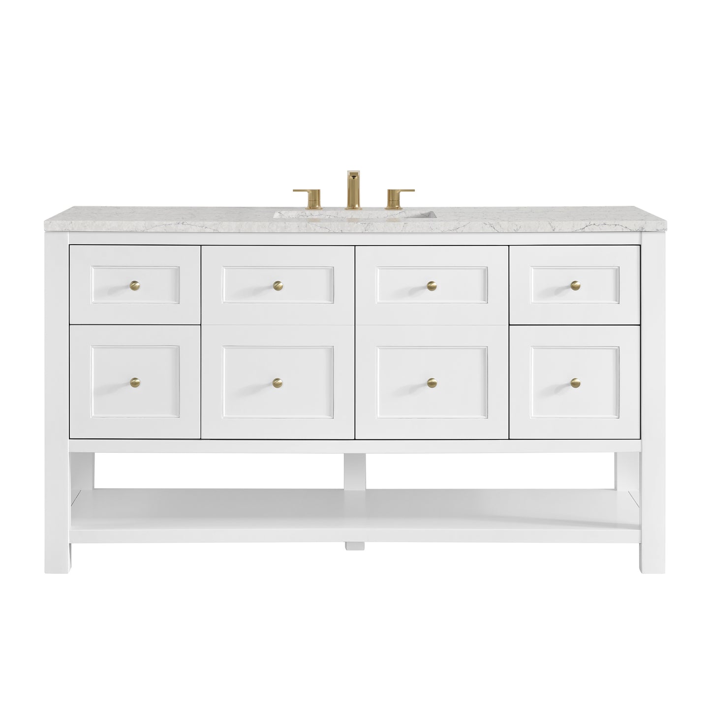 James Martin Vanities Breckenridge 60" Bright White Single Vanity With 3cm Eternal Jasmine Pearl Quartz Top