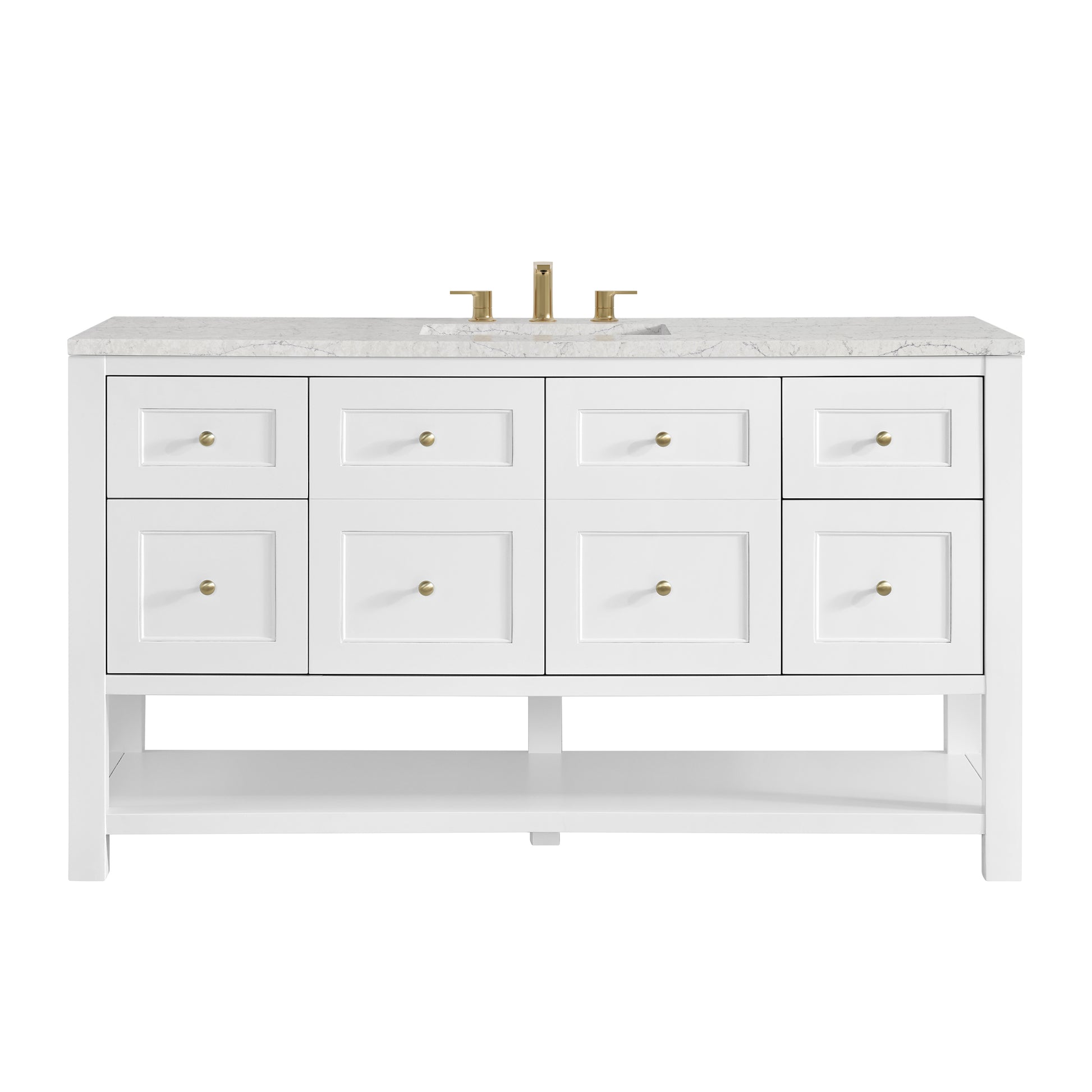 James Martin Vanities Breckenridge 60" Bright White Single Vanity With 3cm Eternal Jasmine Pearl Quartz Top