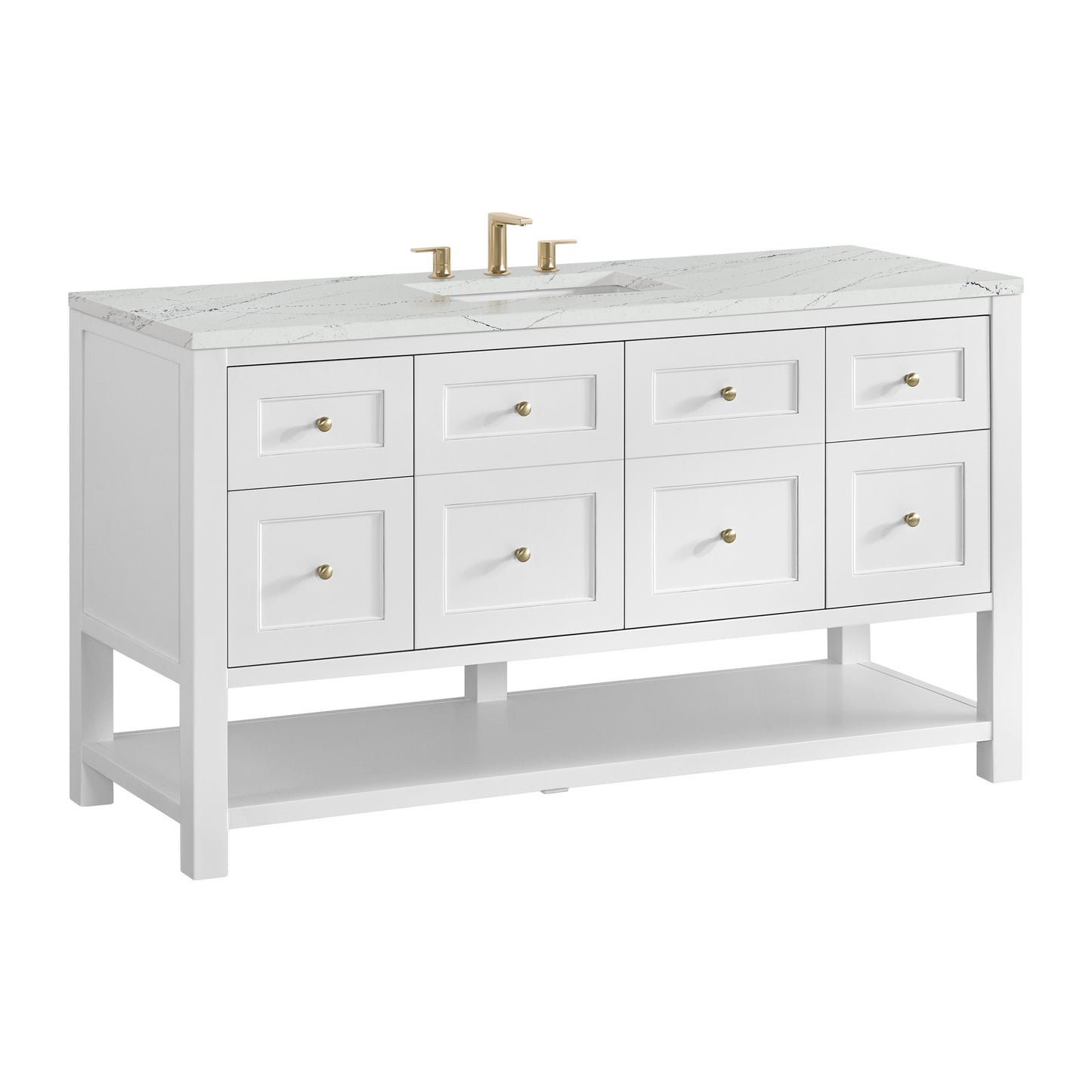 James Martin Vanities Breckenridge 60" Bright White Single Vanity With 3cm Ethereal Noctis Quartz Top