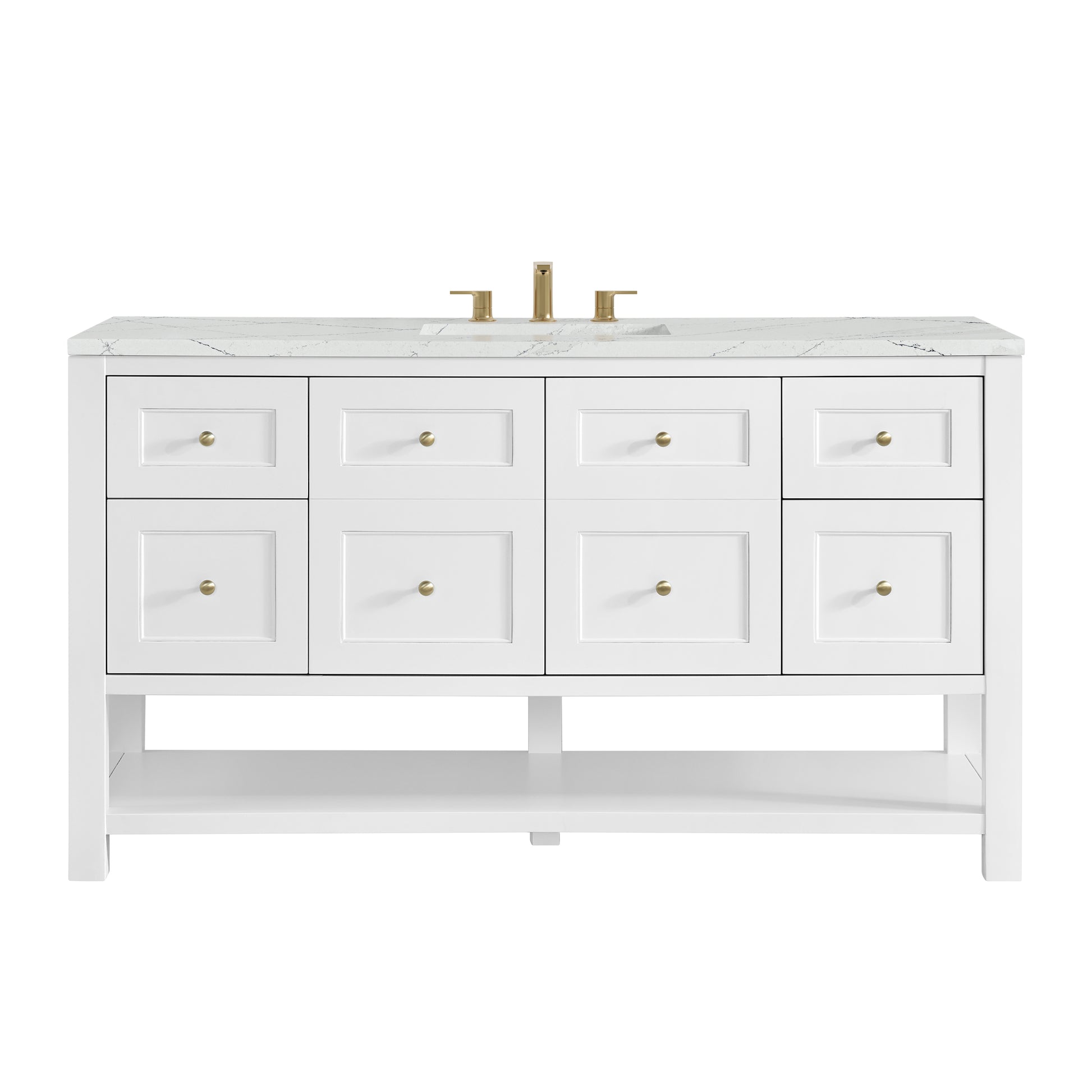 James Martin Vanities Breckenridge 60" Bright White Single Vanity With 3cm Ethereal Noctis Quartz Top