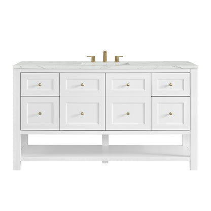 James Martin Vanities Breckenridge 60" Bright White Single Vanity With 3cm Ethereal Noctis Quartz Top