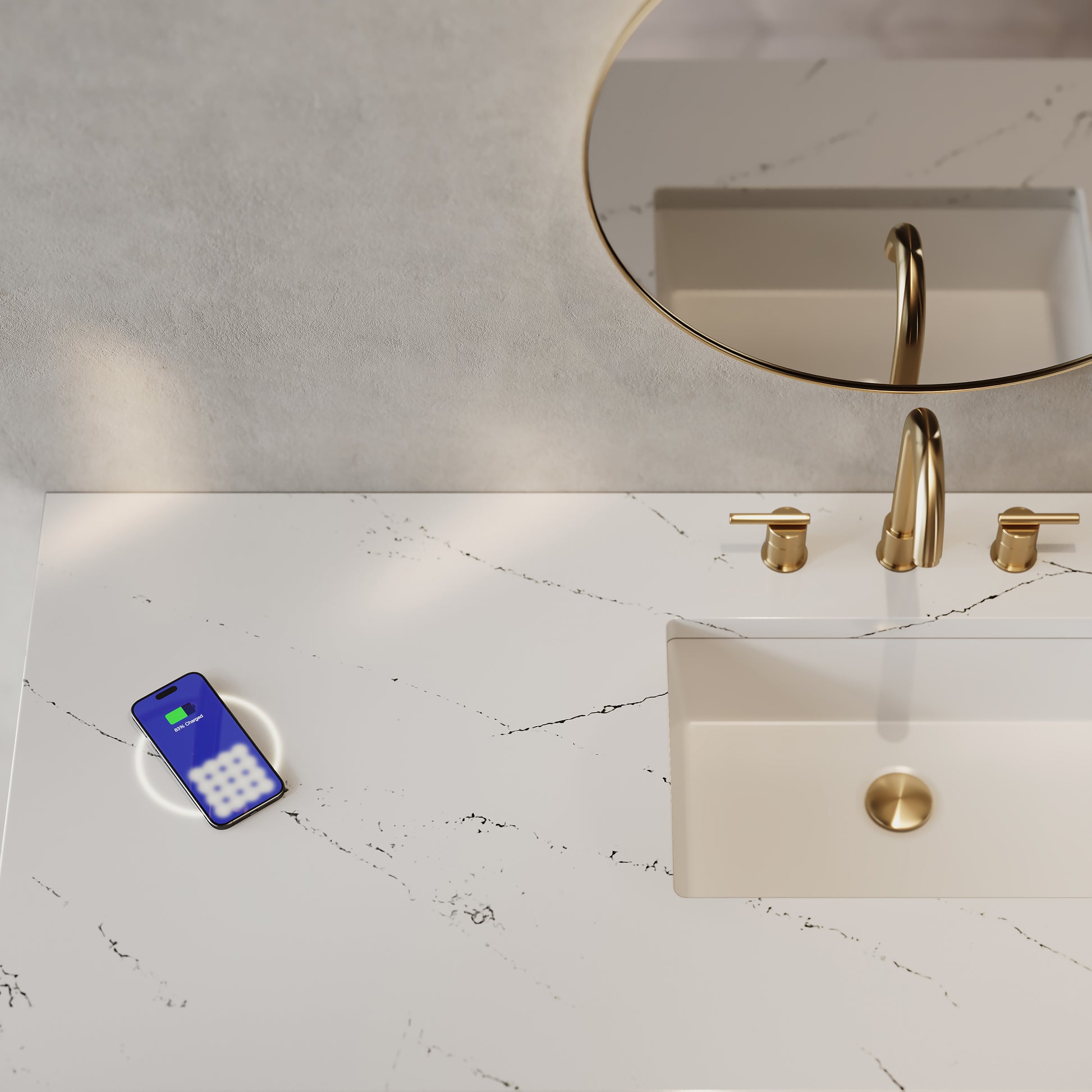 James Martin Vanities Breckenridge 60" Bright White Single Vanity With 3cm Ethereal Noctis Silestone Top With FreePower Wireless Charger