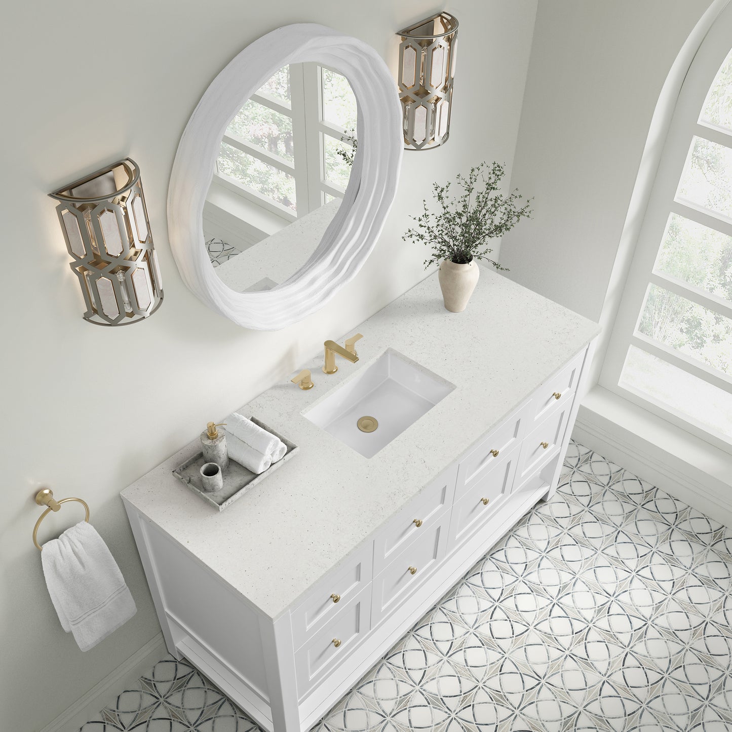 James Martin Vanities Breckenridge 60" Bright White Single Vanity With 3cm Lime Delight Quartz Top