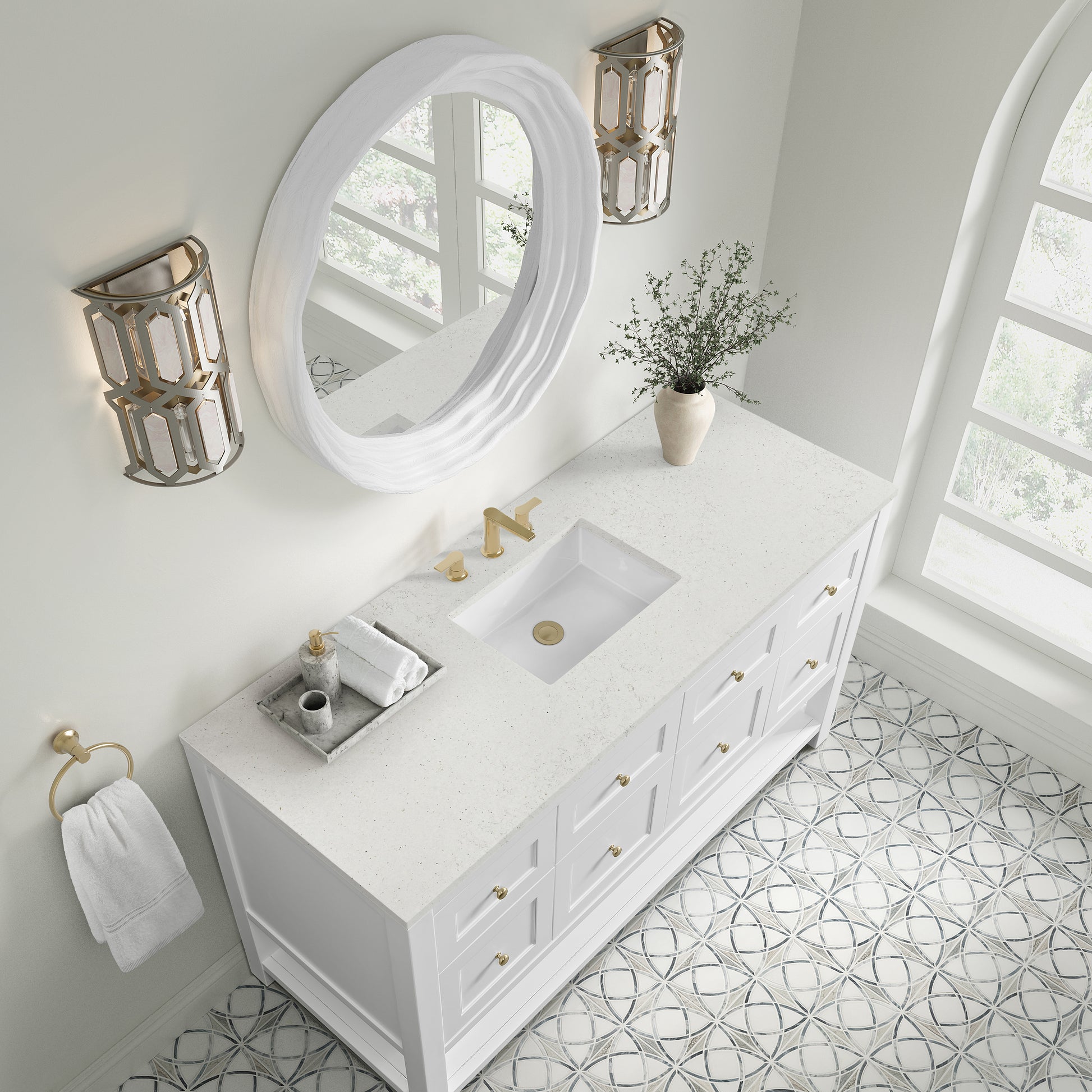 James Martin Vanities Breckenridge 60" Bright White Single Vanity With 3cm Lime Delight Quartz Top
