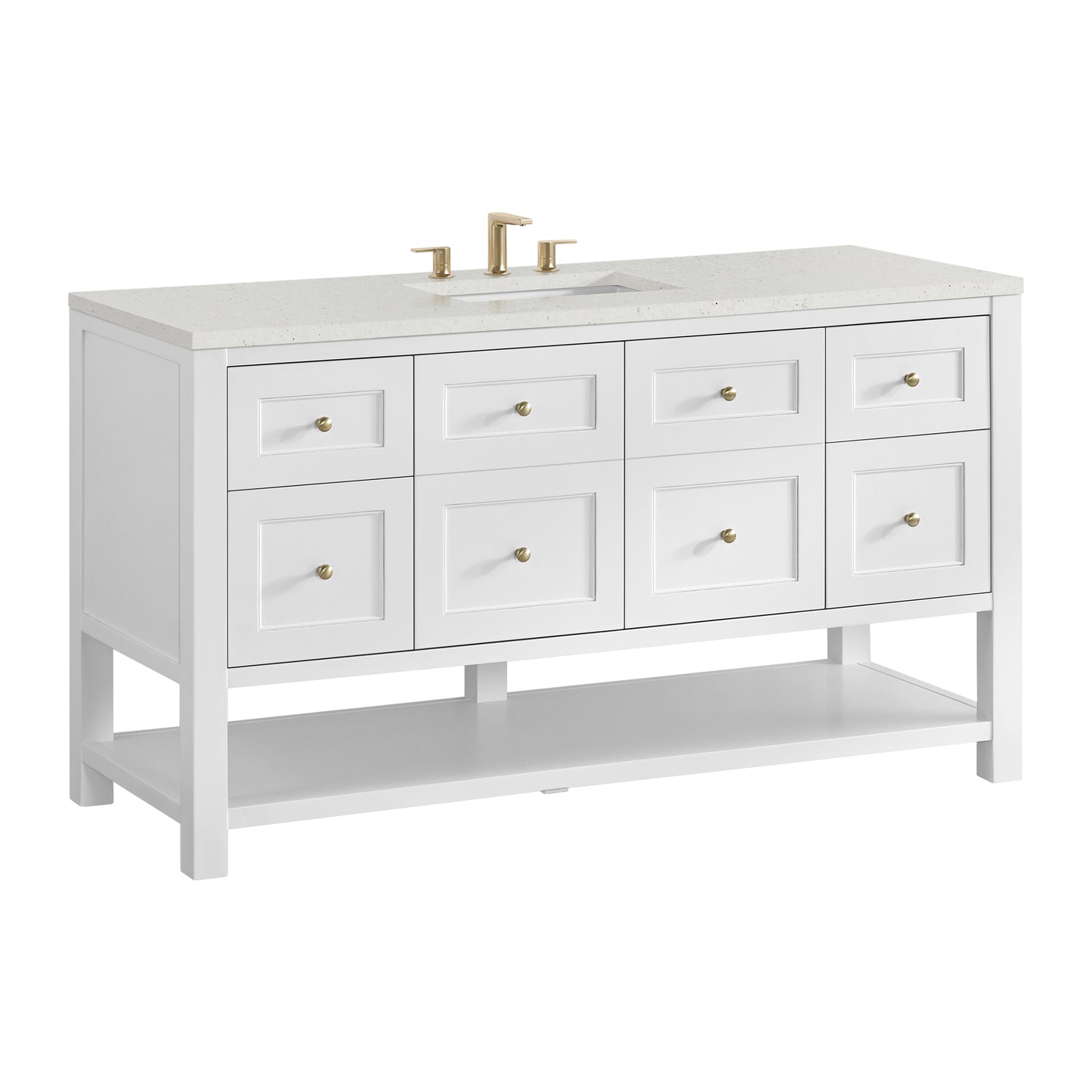 James Martin Vanities Breckenridge 60" Bright White Single Vanity With 3cm Lime Delight Quartz Top