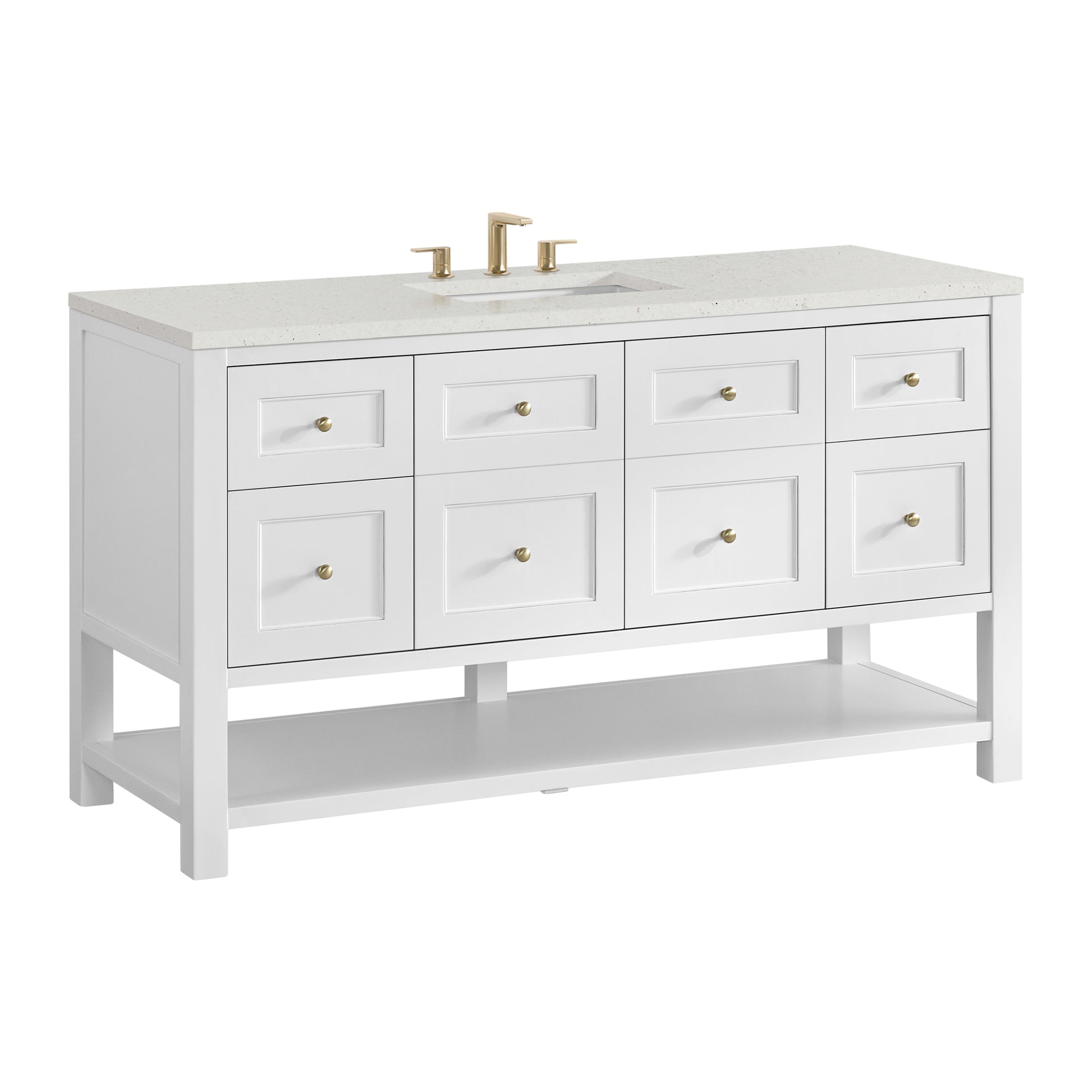 James Martin Vanities Breckenridge 60" Bright White Single Vanity With 3cm Lime Delight Quartz Top