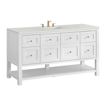 James Martin Vanities Breckenridge 60" Bright White Single Vanity With 3cm Lime Delight Quartz Top