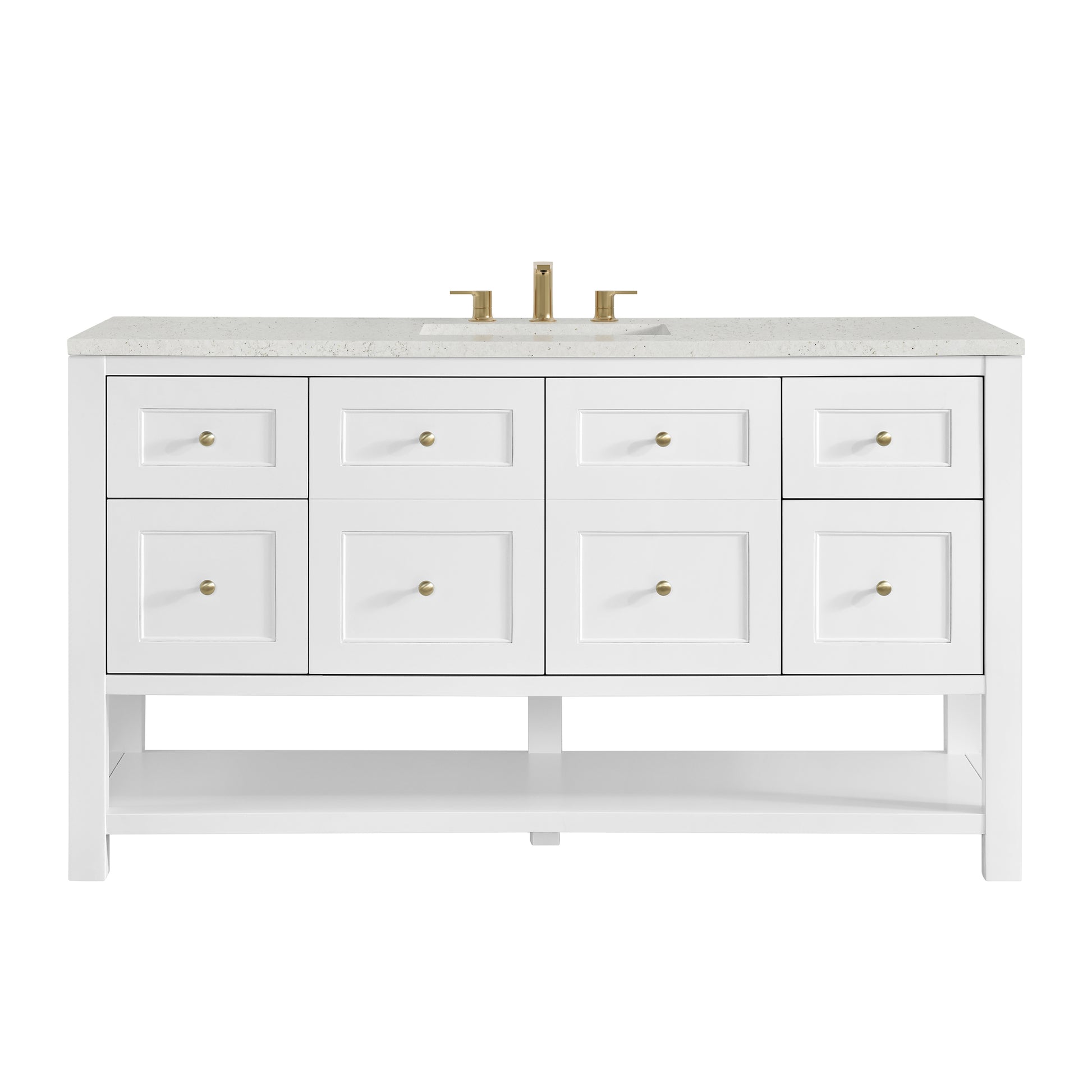 James Martin Vanities Breckenridge 60" Bright White Single Vanity With 3cm Lime Delight Quartz Top