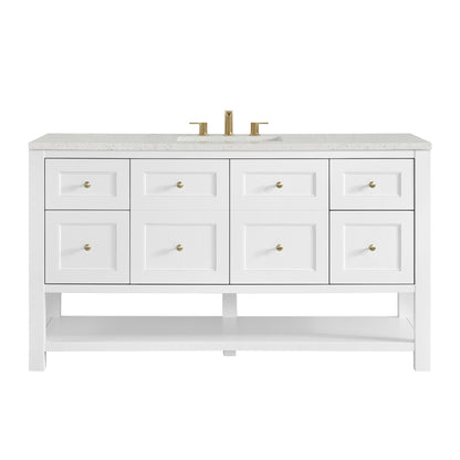 James Martin Vanities Breckenridge 60" Bright White Single Vanity With 3cm Lime Delight Quartz Top