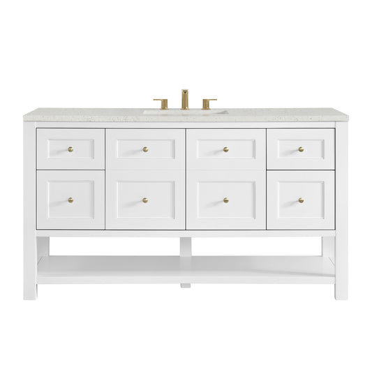 James Martin Vanities Breckenridge 60" Bright White Single Vanity With 3cm Lime Delight Quartz Top