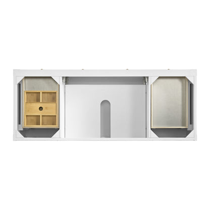 James Martin Vanities Breckenridge 60" Bright White Single Vanity With 3cm Victorian Silver Quartz Top