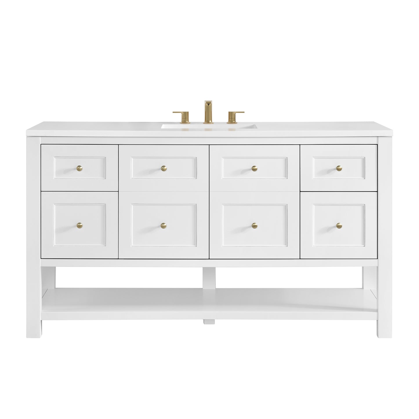 James Martin Vanities Breckenridge 60" Bright White Single Vanity With 3cm White Zeus Quartz Top