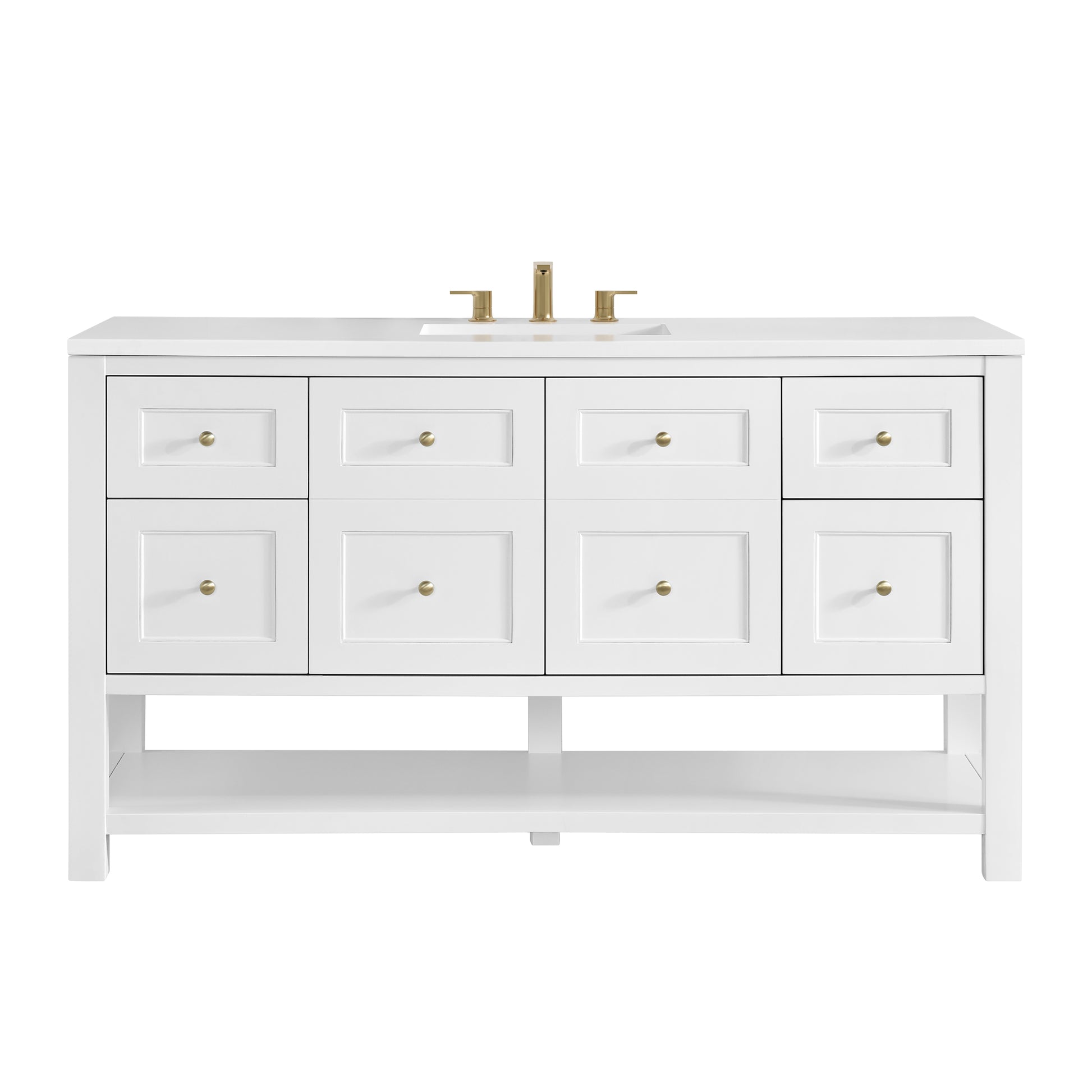 James Martin Vanities Breckenridge 60" Bright White Single Vanity With 3cm White Zeus Quartz Top