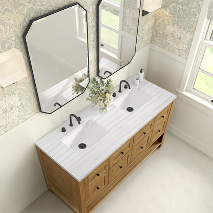 James Martin Vanities Breckenridge 60" Light Natural Oak Double Vanity With 3cm Arctic Fall Solid Surface Top