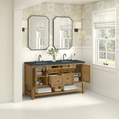 James Martin Vanities Breckenridge 60" Light Natural Oak Double Vanity With 3cm Charcoal Soapstone Quartz Top