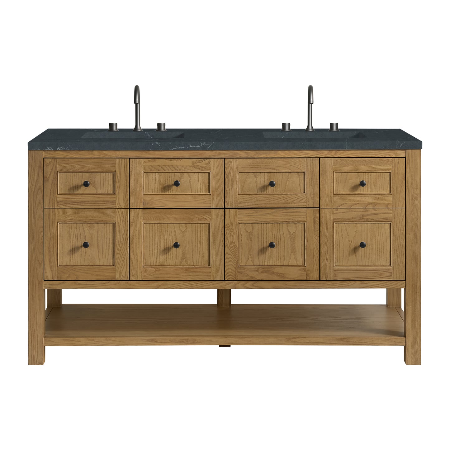 James Martin Vanities Breckenridge 60" Light Natural Oak Double Vanity With 3cm Charcoal Soapstone Quartz Top