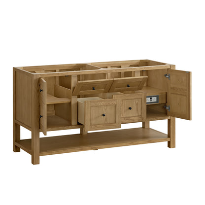 James Martin Vanities Breckenridge 60" Light Natural Oak Double Vanity With 3cm Eternal Marfil Quartz Top