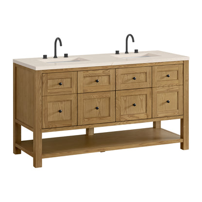 James Martin Vanities Breckenridge 60" Light Natural Oak Double Vanity With 3cm Eternal Marfil Quartz Top