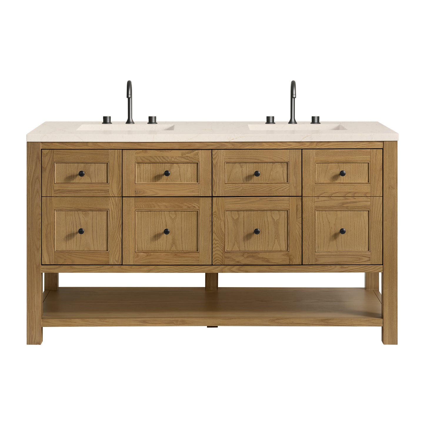 James Martin Vanities Breckenridge 60" Light Natural Oak Double Vanity With 3cm Eternal Marfil Quartz Top