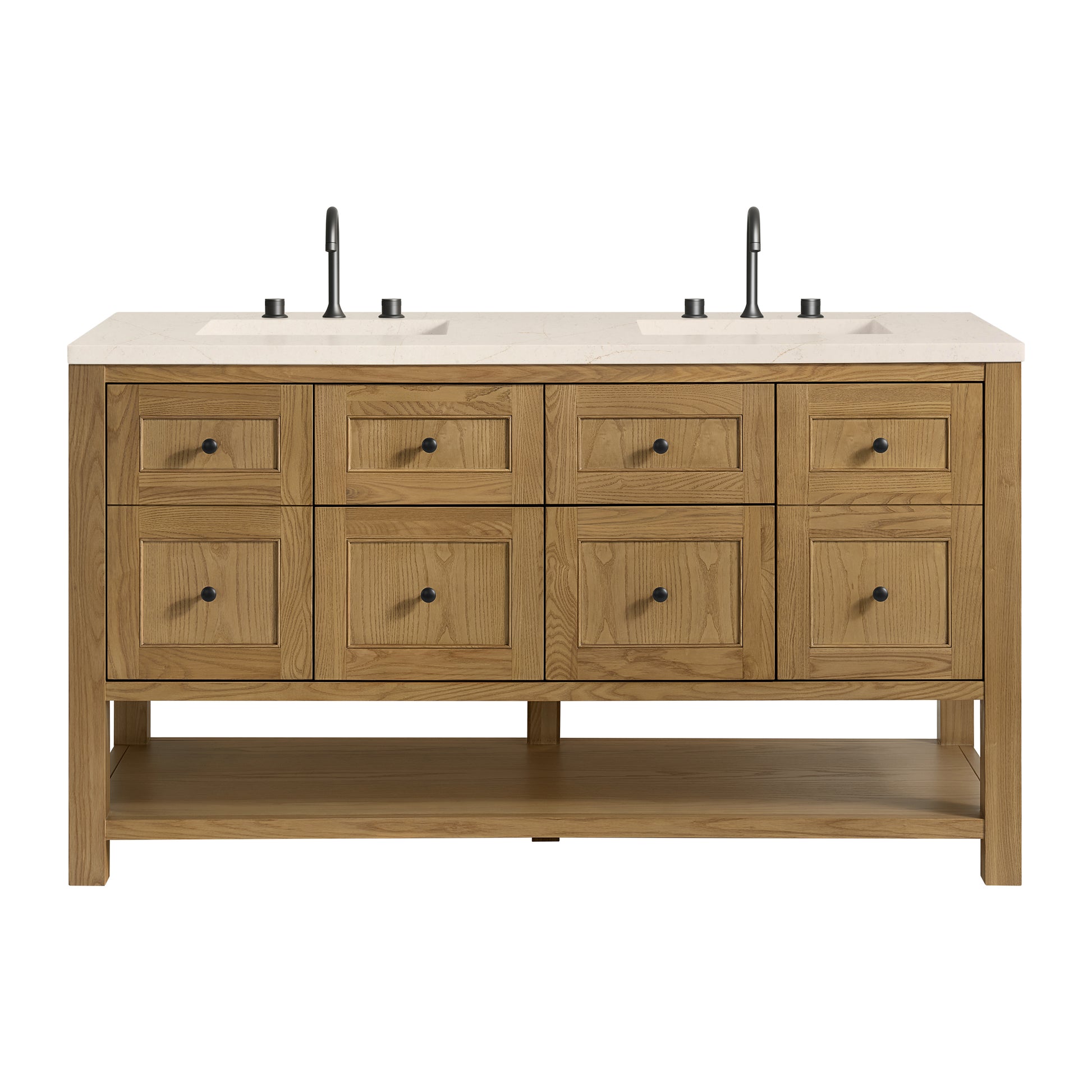 James Martin Vanities Breckenridge 60" Light Natural Oak Double Vanity With 3cm Eternal Marfil Quartz Top
