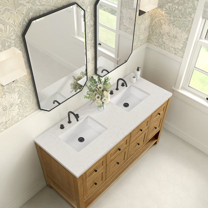 James Martin Vanities Breckenridge 60" Light Natural Oak Double Vanity With 3cm Lime Delight Quartz Top
