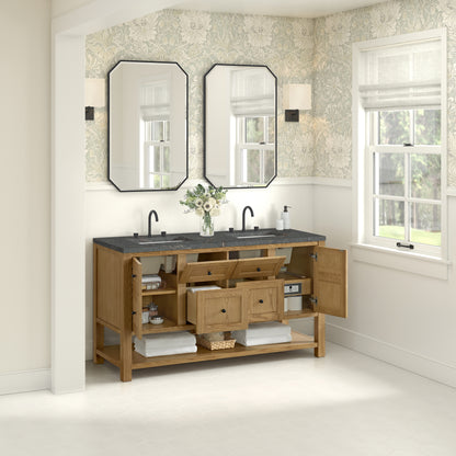 James Martin Vanities Breckenridge 60" Light Natural Oak Double Vanity With 3cm Parisien Bleu Quartz Top