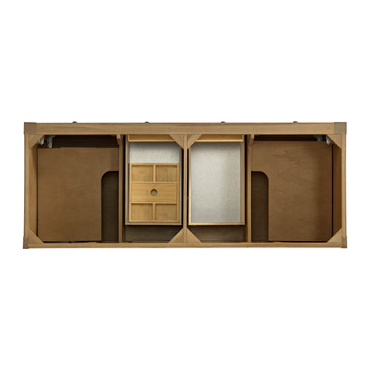 James Martin Vanities Breckenridge 60" Light Natural Oak Double Vanity With 3cm Parisien Bleu Quartz Top