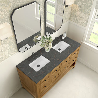 James Martin Vanities Breckenridge 60" Light Natural Oak Double Vanity With 3cm Parisien Bleu Quartz Top