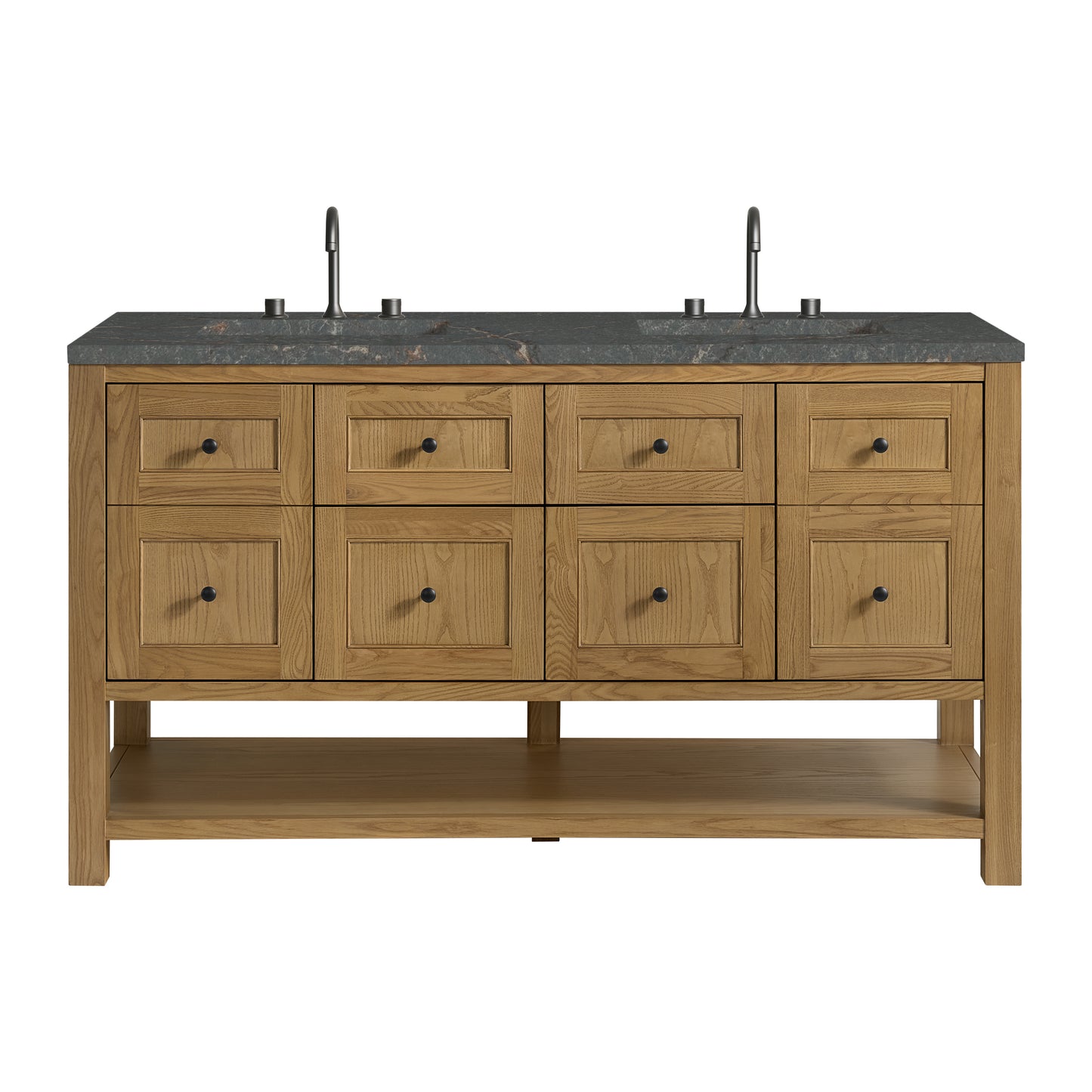 James Martin Vanities Breckenridge 60" Light Natural Oak Double Vanity With 3cm Parisien Bleu Quartz Top