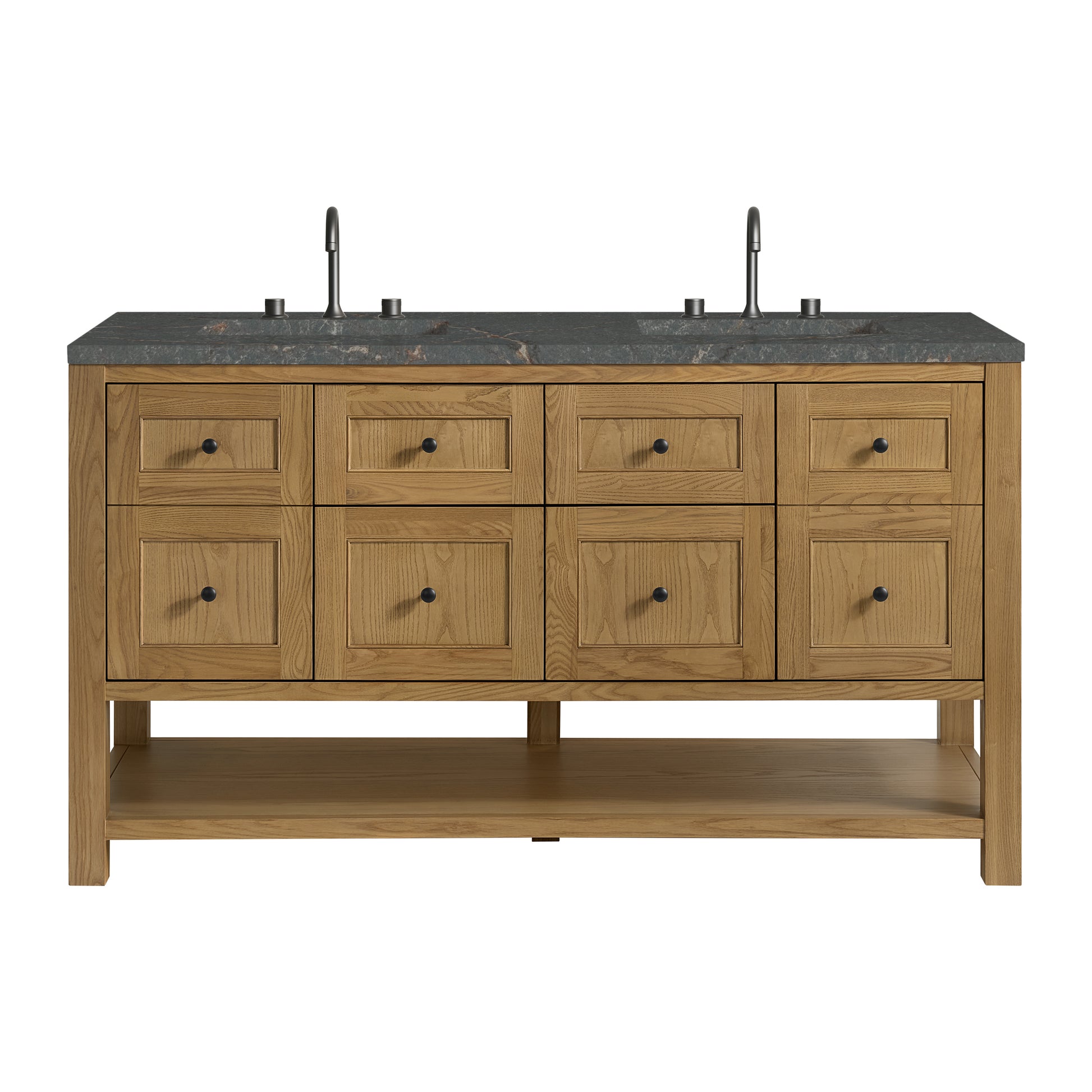 James Martin Vanities Breckenridge 60" Light Natural Oak Double Vanity With 3cm Parisien Bleu Quartz Top