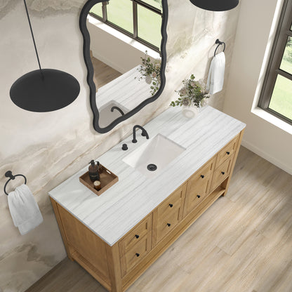 James Martin Vanities Breckenridge 60" Light Natural Oak Single Vanity With 3cm Arctic Fall Solid Surface Top