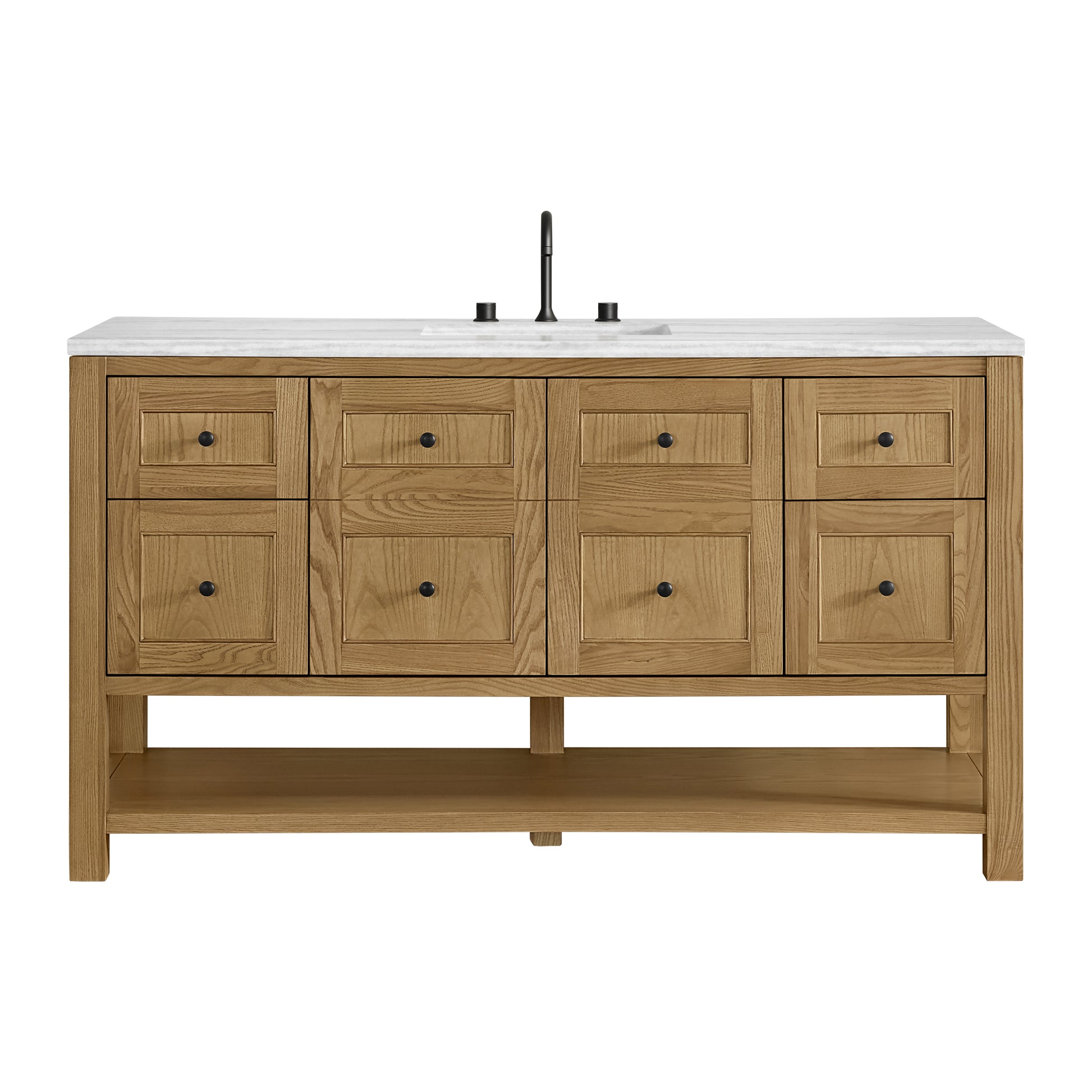 James Martin Vanities Breckenridge 60" Light Natural Oak Single Vanity With 3cm Arctic Fall Solid Surface Top
