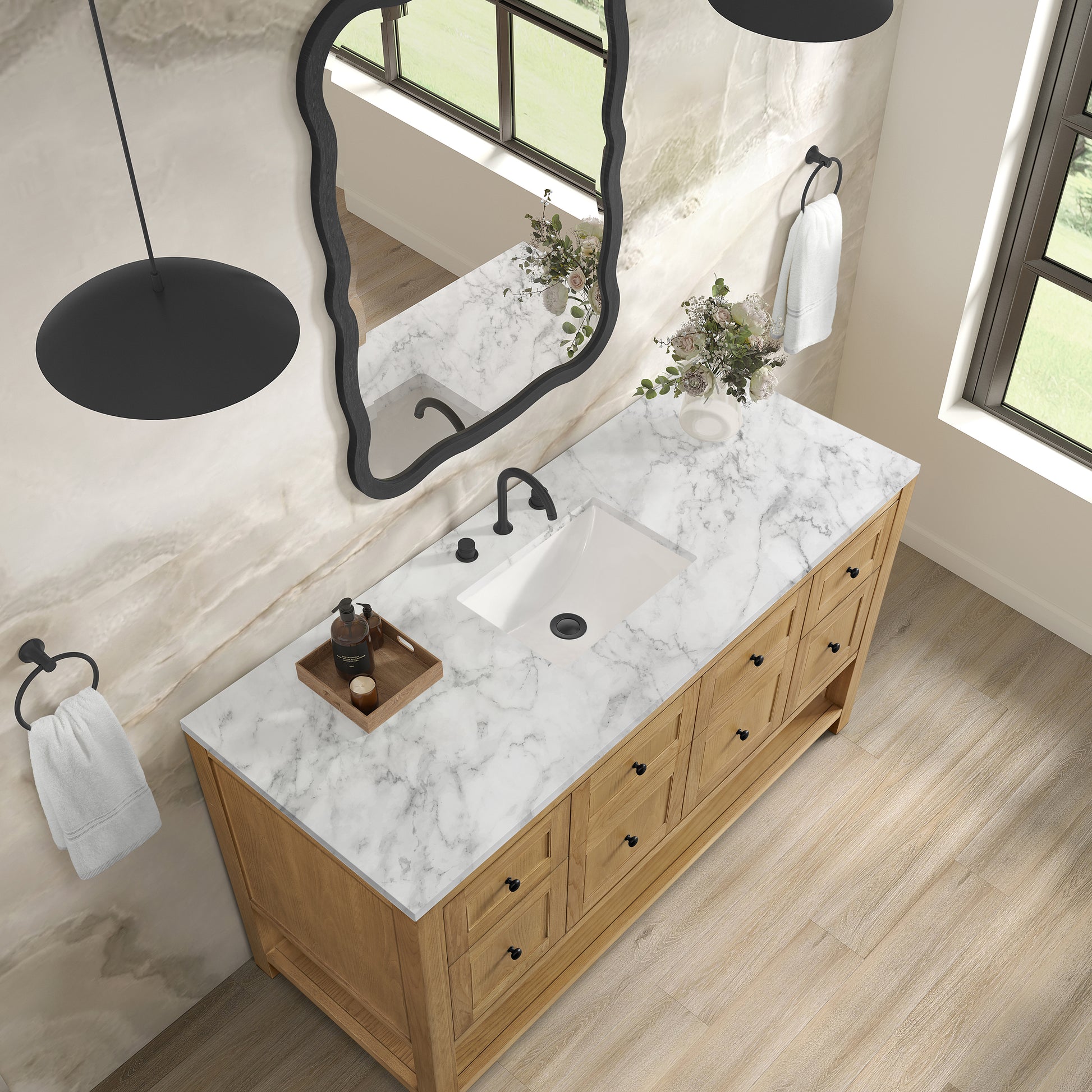 James Martin Vanities Breckenridge 60" Light Natural Oak Single Vanity With 3cm Carrara Marble Top